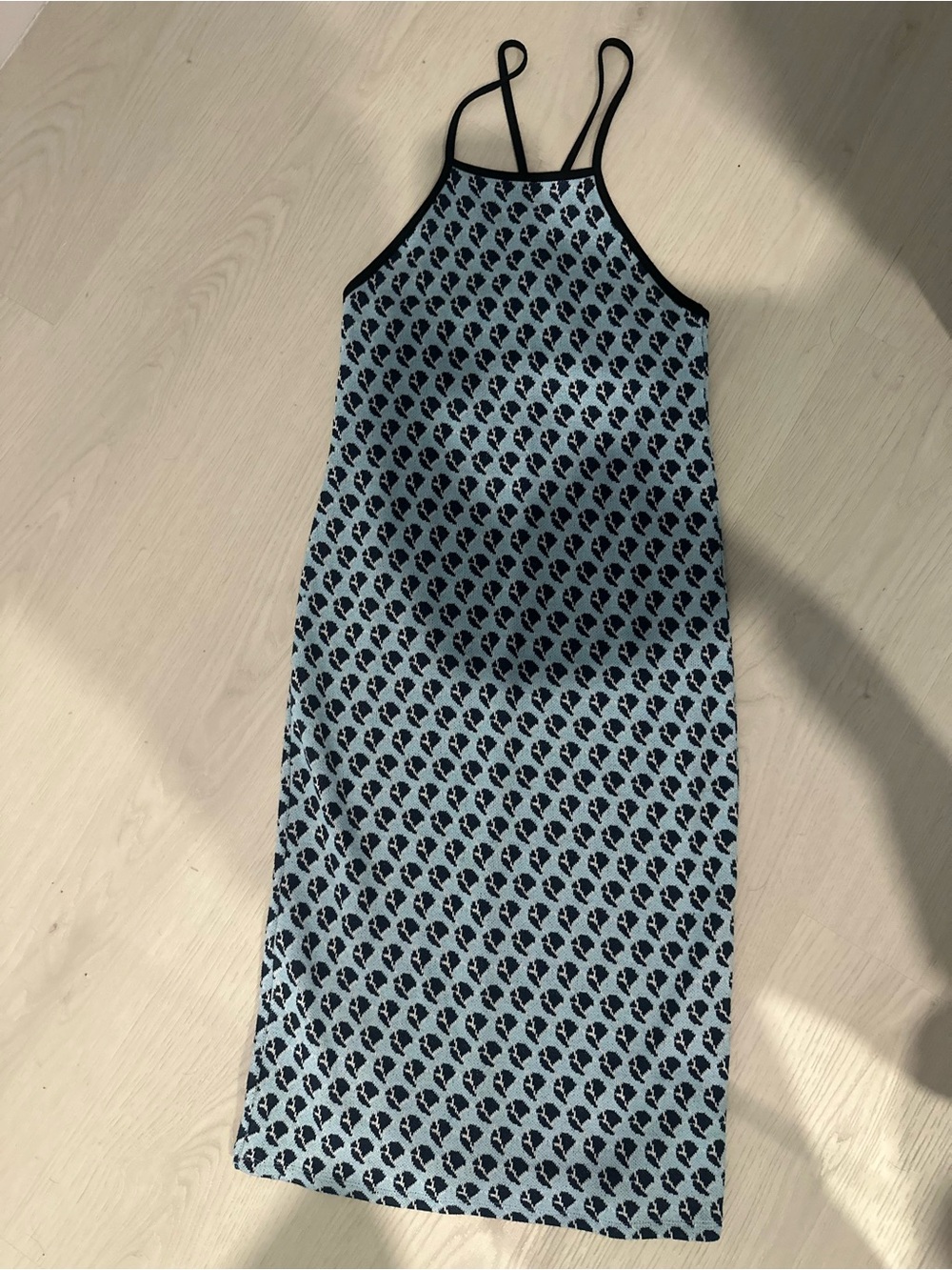 Zara Blue Patterned Halter Midi Dress